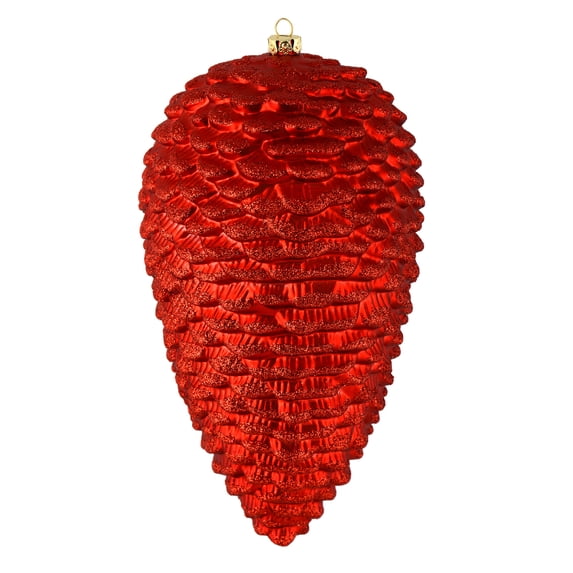 Vickerman 7" Red Matte Glitter Pinecone Christmas Ornament, 4 per pack