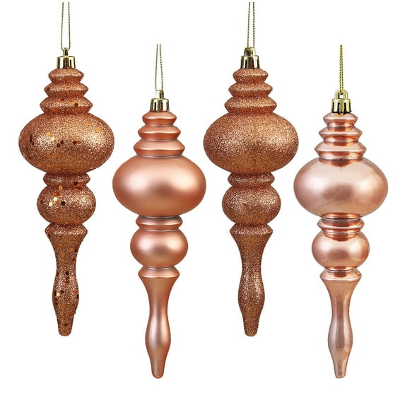 Vickerman 7" Rose Gold 4-Finish Finial Ornament, 8 per Box