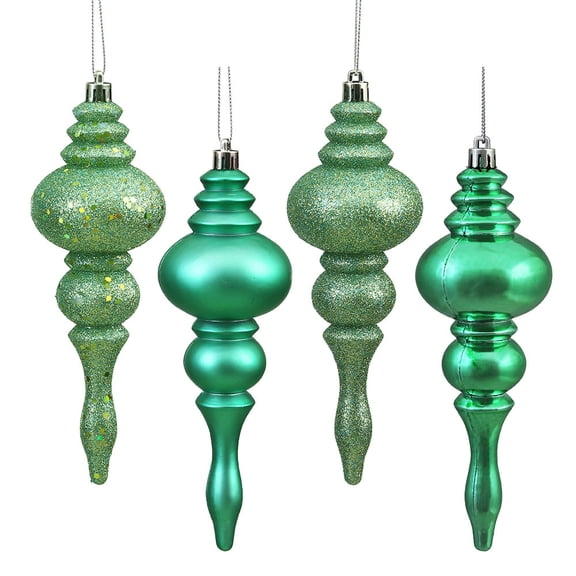 Vickerman 7" Sea foam 4-Finish Finial Christmas Ornament, 8 per Box