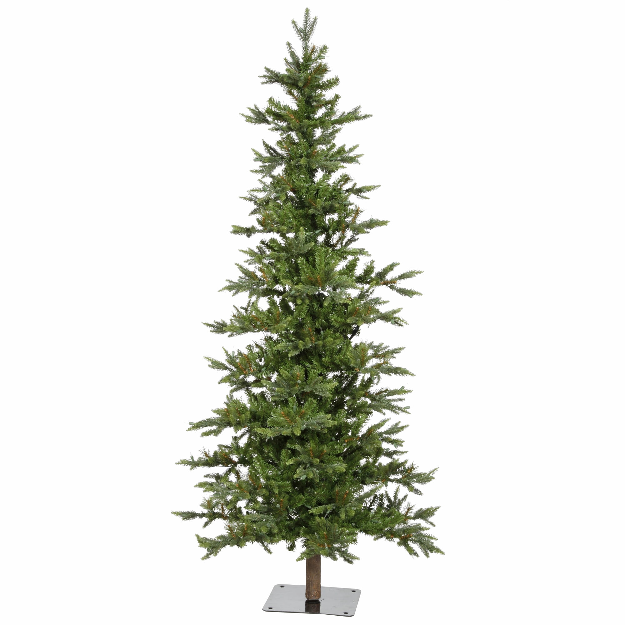 84" Green Fir Artificial Christmas Tree with Natural Wood Trunk