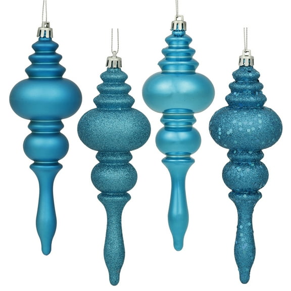 Vickerman 7" Turquoise 4-Finish Finial Ornament, 8 per Box