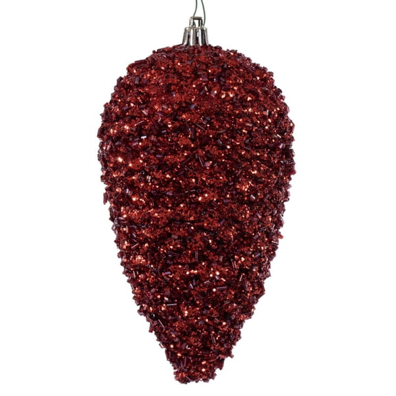 7" Burgundy Glitter Pinecone 4/Bag