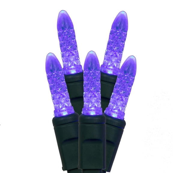Vickerman 70 Blue M5 Faceted LED Light on Green Wire, 4" Spacing x 24' Long Christmas Light Strand