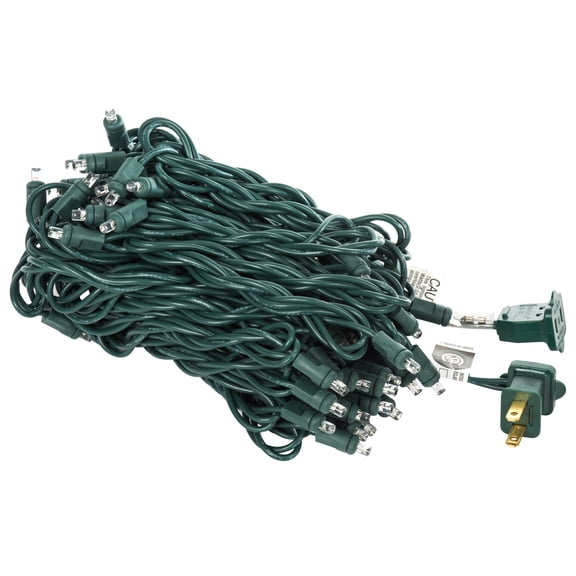 Vickerman 70 Cool White Wide Angle LED Single Mold light on Green Wire, 35' Christmas Light Strand