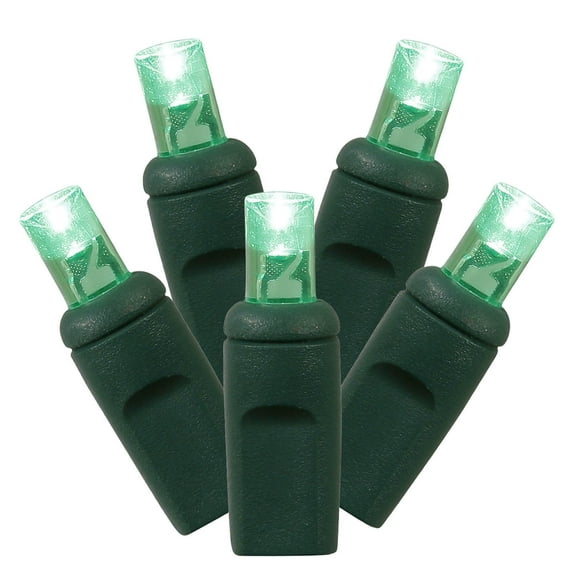 Vickerman 70 Green Twinkle LED Light on Green Wire, 4" Spacing x 24' Long Light Strand.