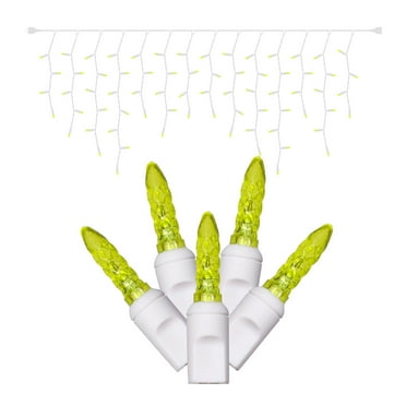 Vickerman 70 Lime M5 LED Icicle Light on White Wire, 9' Christmas Single Mold Light Strand