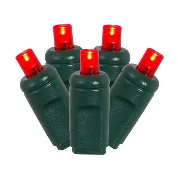 Vickerman 70 Red Wide Angle LED Light on Green Wire 4" Spacing x 24' Long Christmas Light Strand