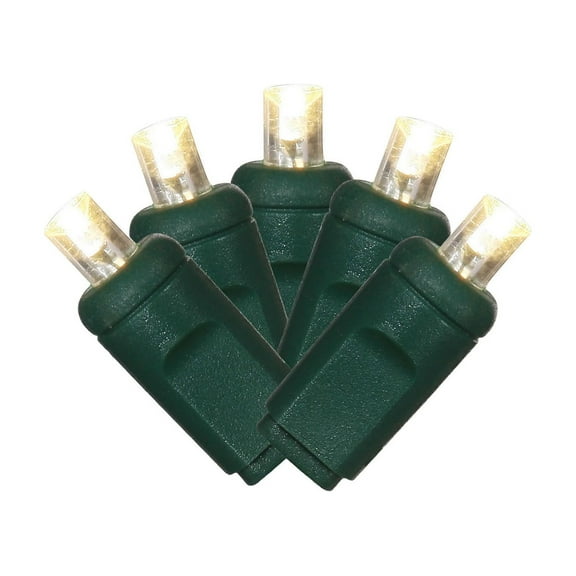 Vickerman 70 Warm White Twinkle LED Light on Green Wire, 4" Spacing x 24' Long Light Strand.