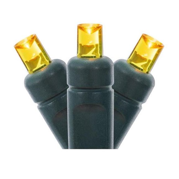 Vickerman 70 Yellow Wide Angle LED Light on Green Wire 4" Spacing x 24' Long Christmas Light Strand