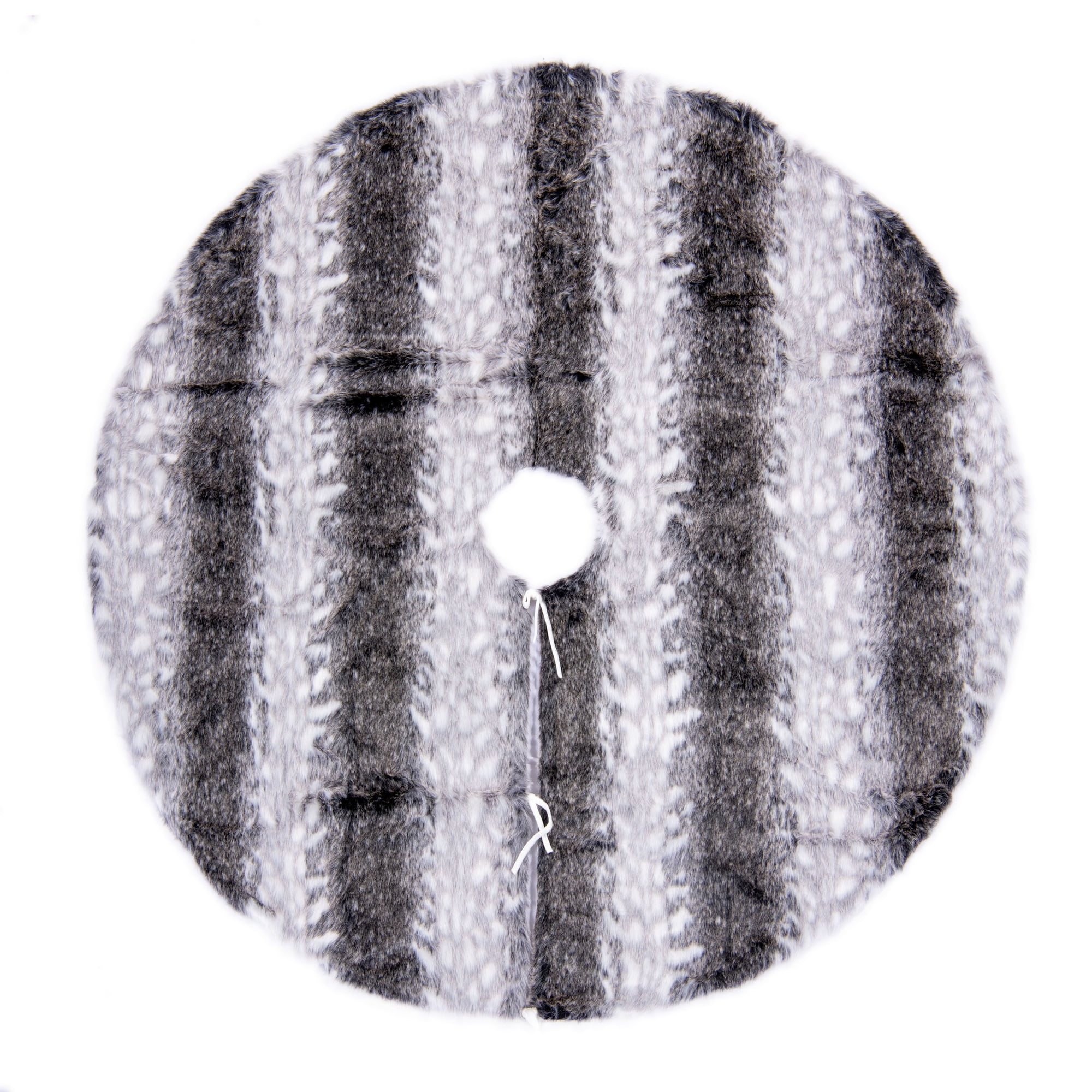 72-Inch Gray and White Faux Fur Christmas Tree Skirt