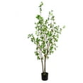Vickerman 72" Artificial Potted Baby Leaf Tree in Black Planters Pot