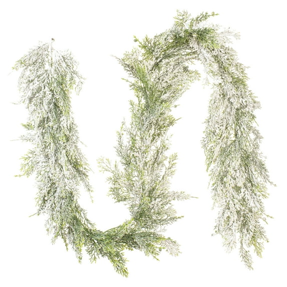 Vickerman 75" Artificial Snowy Cedar Garland.