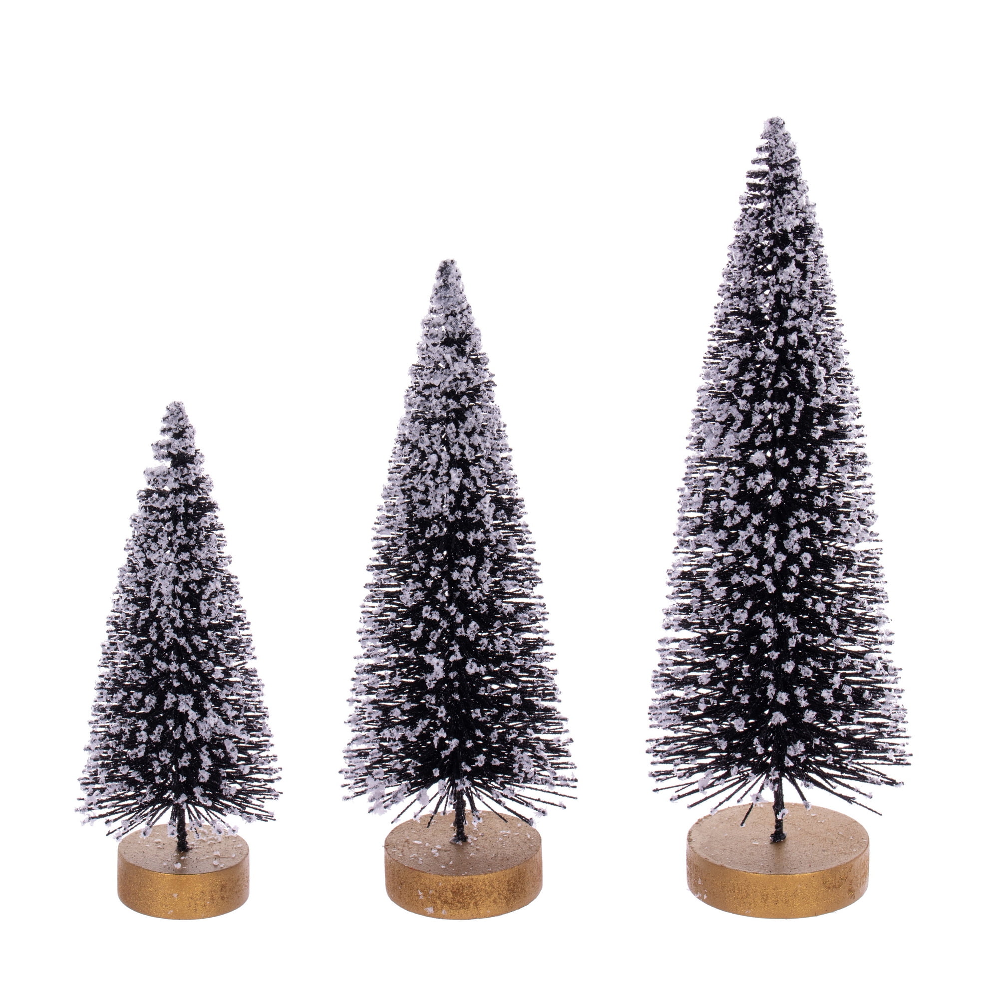 Vickerman 8"10"12" Black Sisal Bottle Brush Tree Set, Set of 3