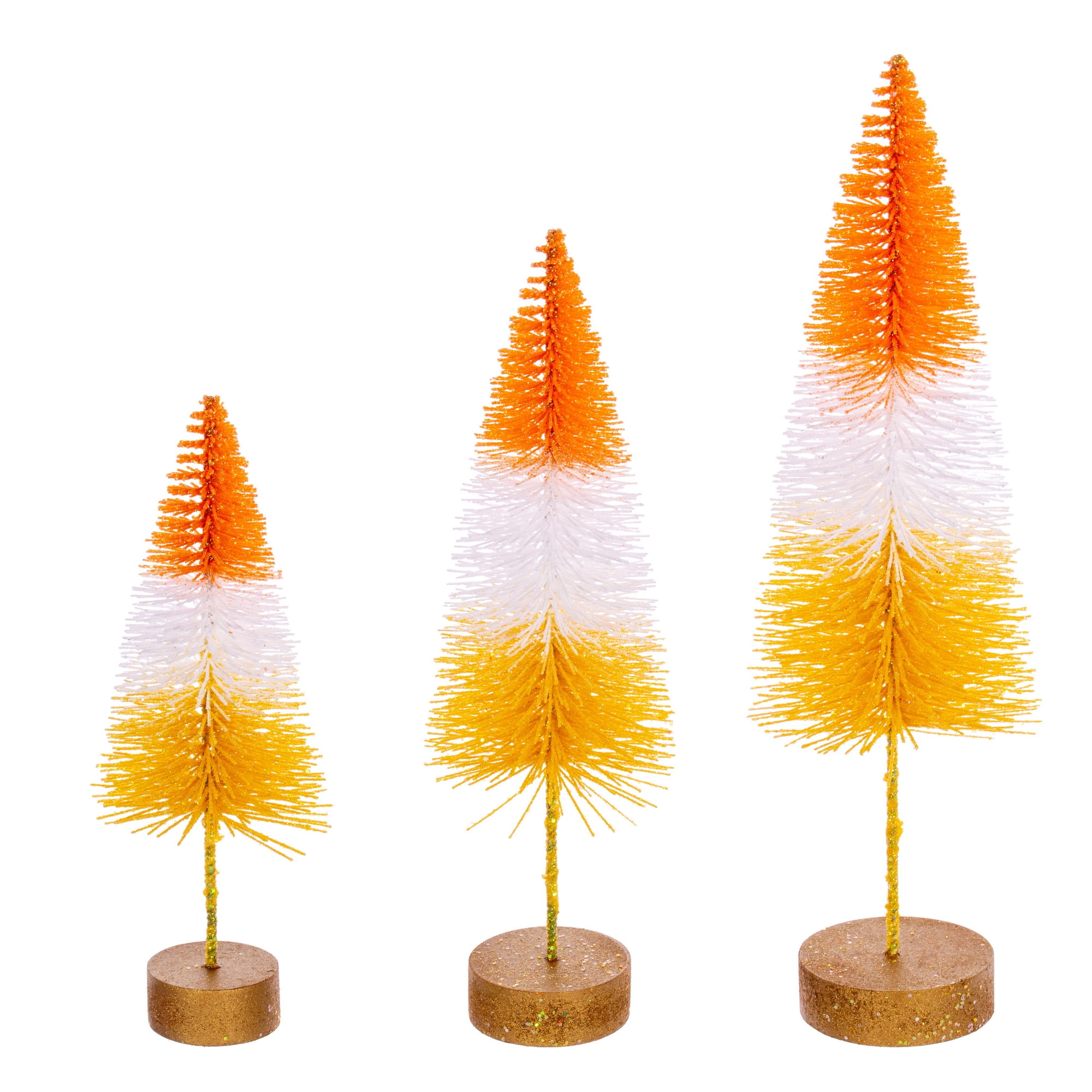 Vickerman 8"10"12" Orange, White, and Yellow Sisal Bottle Brush Tree