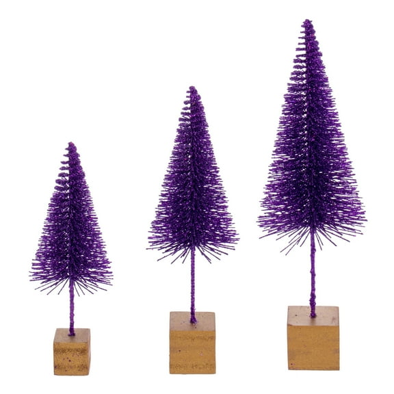 Vickerman 8"-10"-12" Plum Sisal Bottle Brush Tree Set, Set of 3