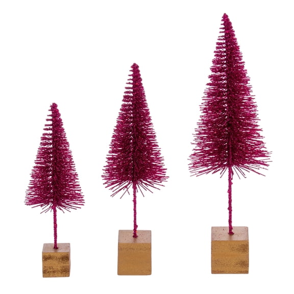 Vickerman 8"-10"-12" Rose Sisal Bottle Brush Tree Set, Set of 3