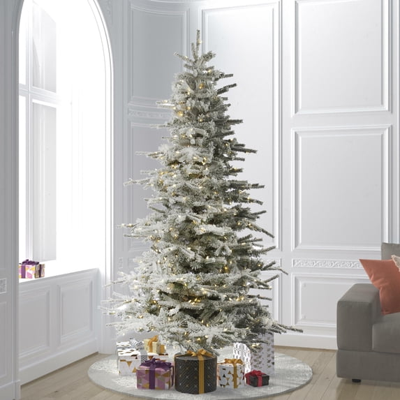 Vickerman 8.5' Flocked Sierra Fir Artificial Christmas Tree with Warm White Single Mold LED lights