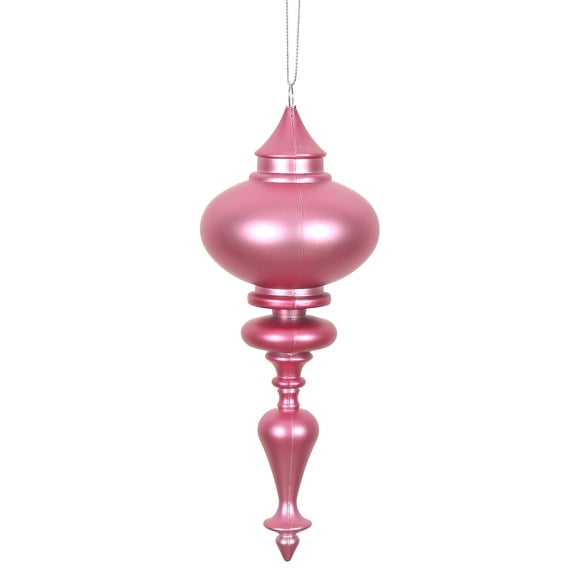 Vickerman 8.7" x 3.5" Mauve Matte Finial Ornament, with drilled and wired caps. Comes 3 per Bag.