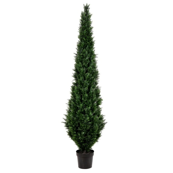 Vickerman 8' Artificial Potted Green Cedar Tree.