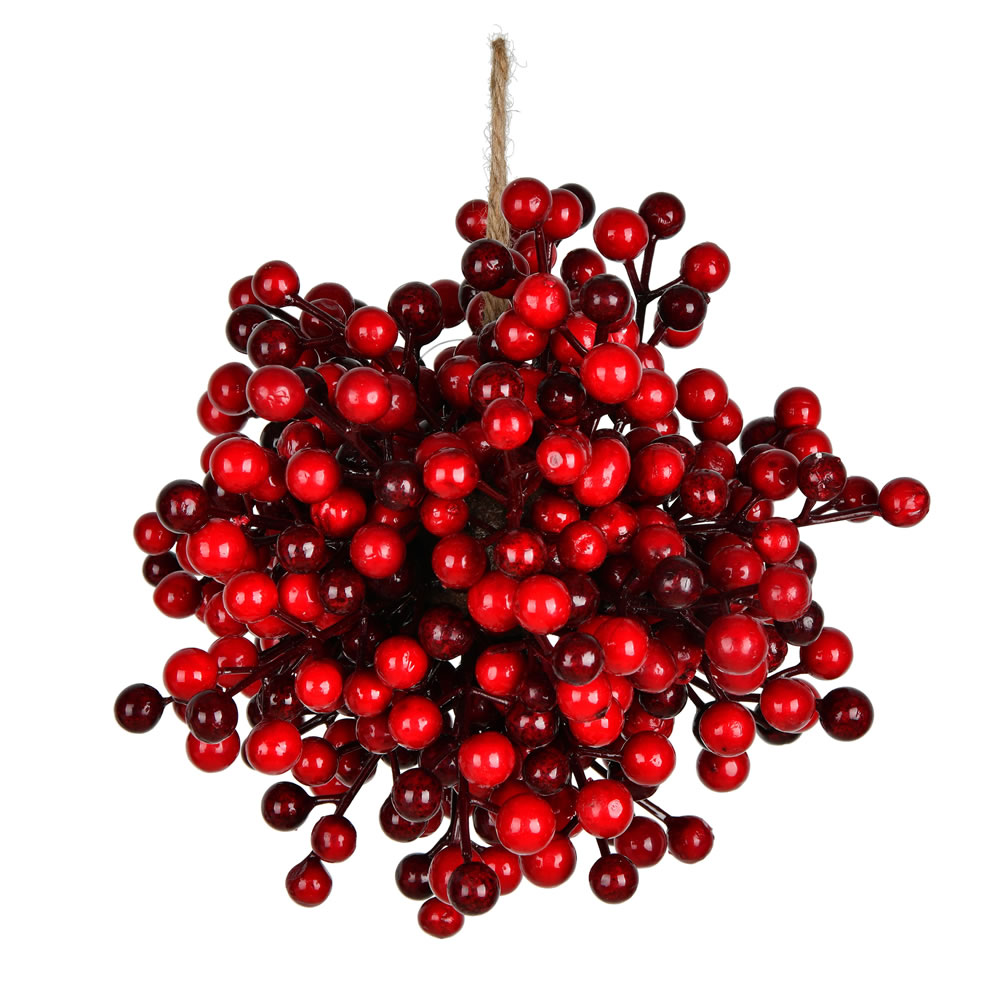 Vickerman 8" Artificial Red Berry Ball. Incorporate a pop of color into your holiday decorating projects with red berries. This ball is indoor and outdoor safe. - image 1 of 1