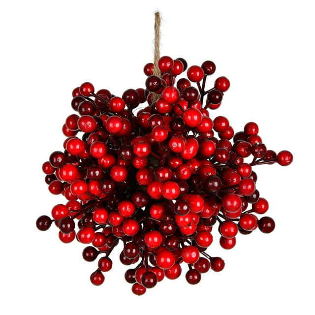 Vickerman 8" Artificial Red Berry Ball. Incorporate a pop of color into your holiday decorating projects with red berries. This ball is indoor and outdoor safe.