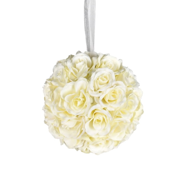 Vickerman 8" Artificial White Rose Ball.