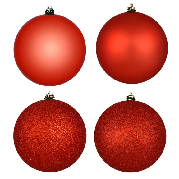 Vickerman 8" Bittersweet 4-Finish Ball Ornament Assortment, 4 per Bag