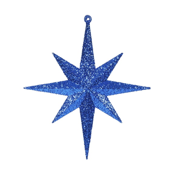 Vickerman 8" Blue Iridescent Glitter Bethlehem Star Christmas Ornament, 4 per Box