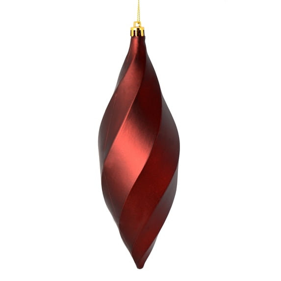 Vickerman 8" Burgundy Matte Swirl Finial Ornament, Pack of 6