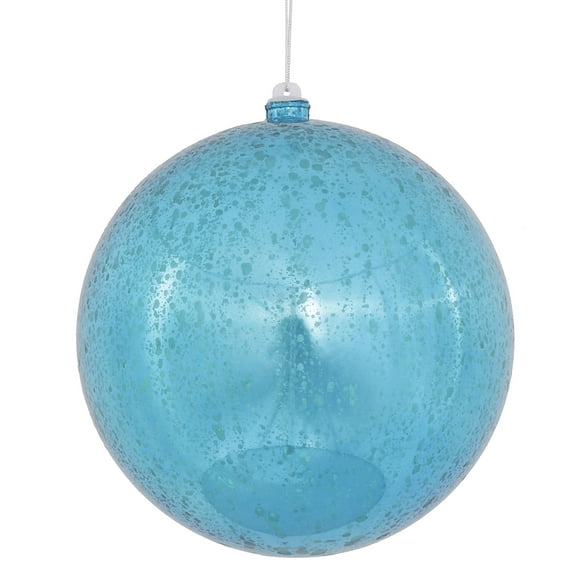 Vickerman 8" Christmas Ornament Ball, Turquoise Shiny Mercury Finish, Shatterproof Plastic, Holiday Christmas Tree Decoration
