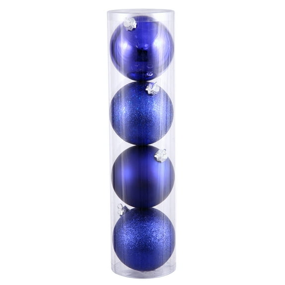 Vickerman 8" Cobalt 4-Finish Ball Ornament Assortment, 4 per Bag