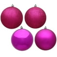 thumbnail image 1 of Vickerman 8" Fuchsia 4-Finish Ball Ornament Assortment, 4 per Bag, 1 of 2