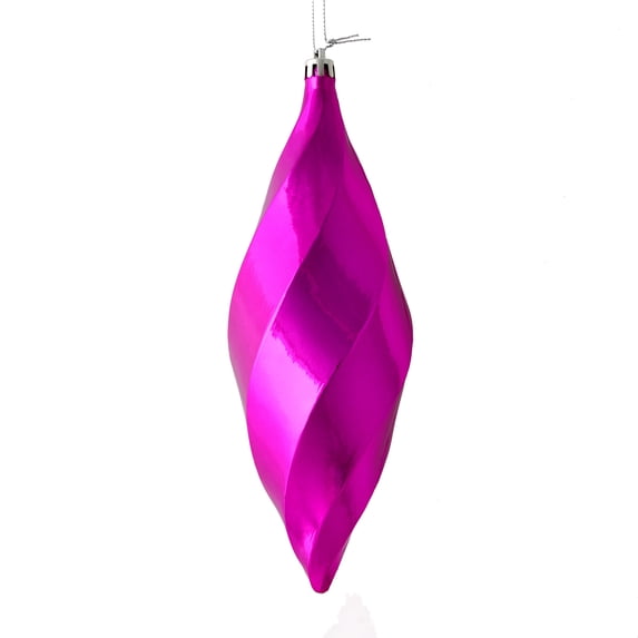 Vickerman 8" Fuchsia Shiny Swirl Finial Ornament, Pack of 6