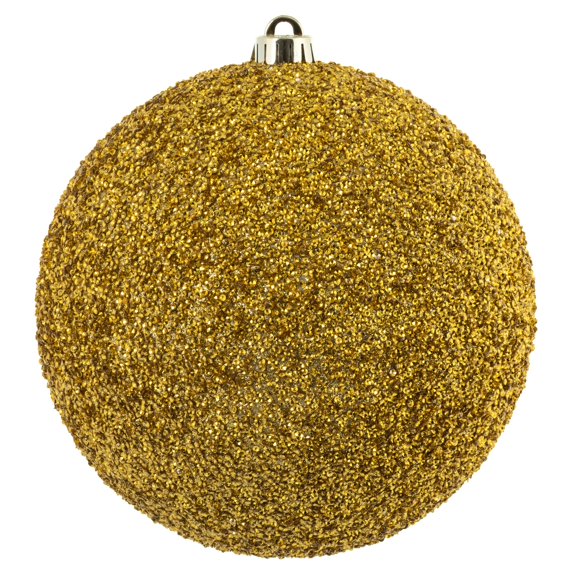 Vickerman 8" Gold Beaded Ball Ornament, 2 per Bag
