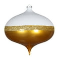 thumbnail image 1 of Vickerman 8" Gold Candy/White Glitter Onion Ornament. This ornament features a white glitter top, a stripe of gold glitter, and a candy finish bottom. Made of shatterproof plastic., 1 of 1