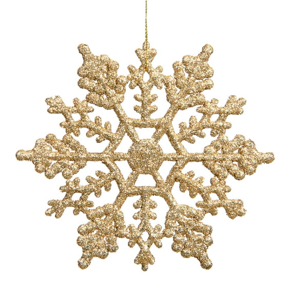 Vickerman 8" Gold Glitter Snowflake Christmas Ornament, 12 per Box