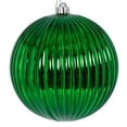 thumbnail image 1 of Vickerman 8" Green Shiny Lined Ball Ornament, 1 per Bag, Polystyrene, 1 of 1