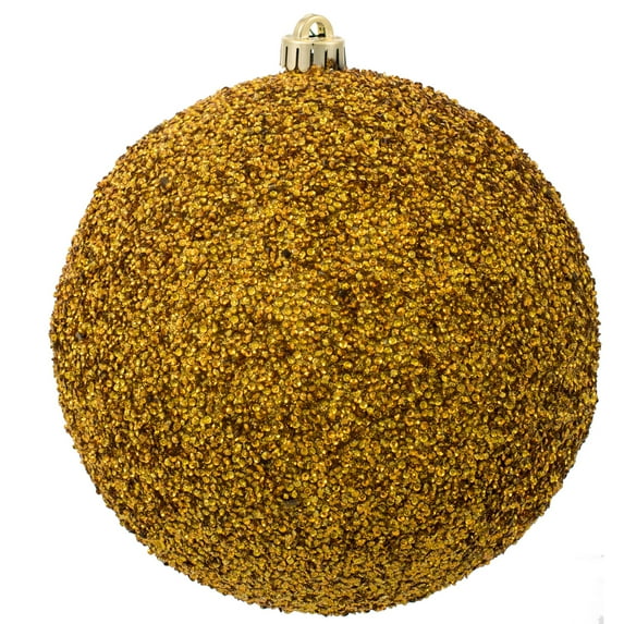 Vickerman 8" Honey Gold Beaded Ball Ornament, 2 per Bag