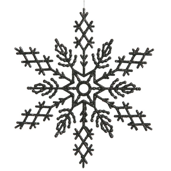 Vickerman 8" Jet Black Glitter Snowflake Christmas Ornament, 12 per Box