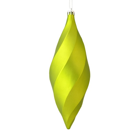 Vickerman 8" Lime Matte Swirl Finial Ornament, Pack of 6