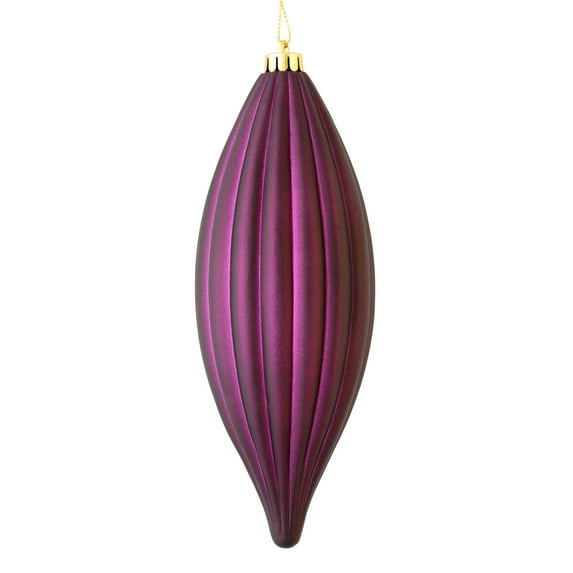 Vickerman 8" Matte Line Finial Ornament, Shatterproof Plastic, Holiday Christmas Tree Decoration, 4 Pack, Plum
