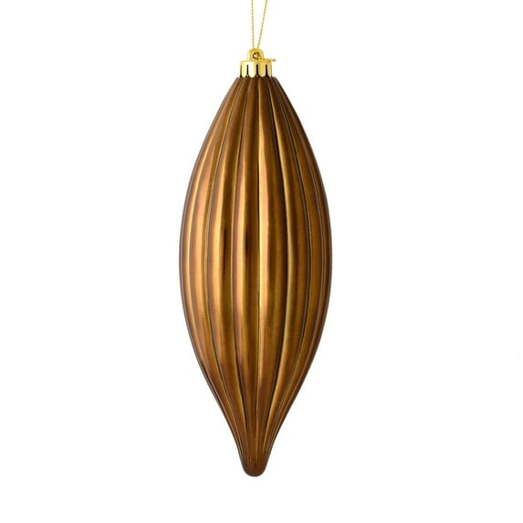 Vickerman 8" Mocha Shiny Line Finial Ornament, Pack of 4