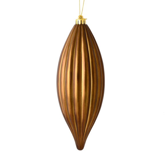 Vickerman 8" Mocha Shiny Line Finial Ornament, Pack of 4