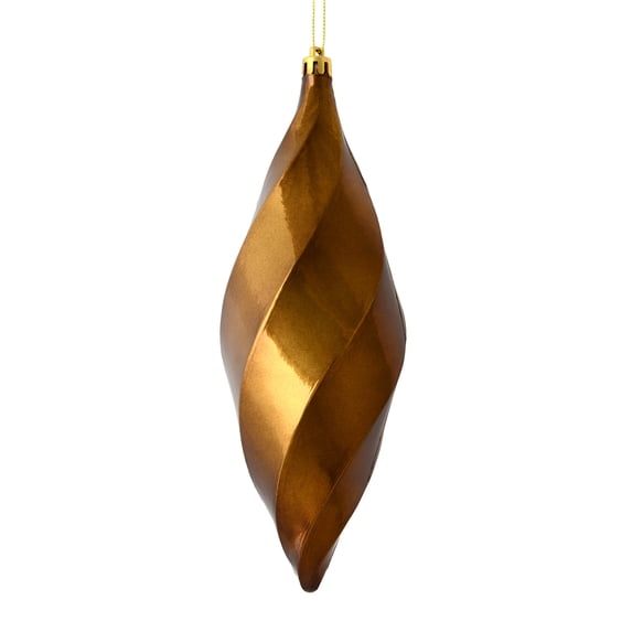 Vickerman 8" Mocha Shiny Swirl Finial Ornament, Pack of 6