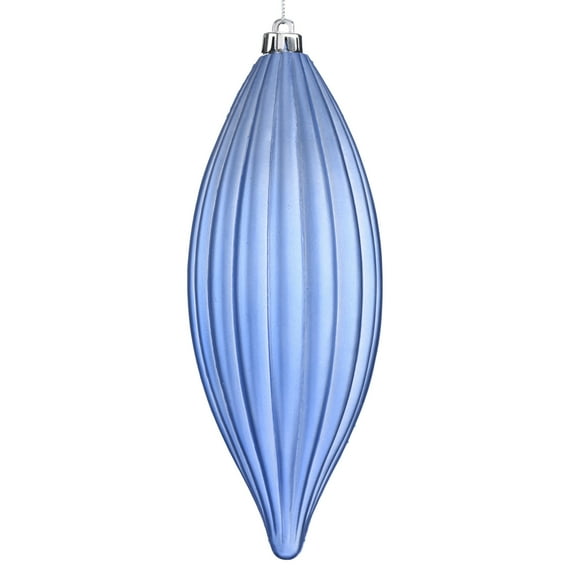 Vickerman 8" Periwinkle Matte Line Finial 4/Bag. This ornament features a straight line design that will add texture to any holiday decorating project. Includes 4 pieces per bag.