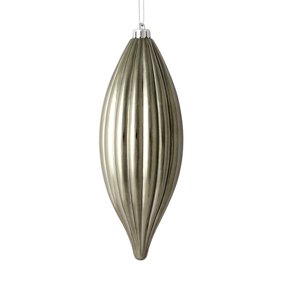 Vickerman 8" Pewter Shiny Line Finial Ornament, Pack of 4