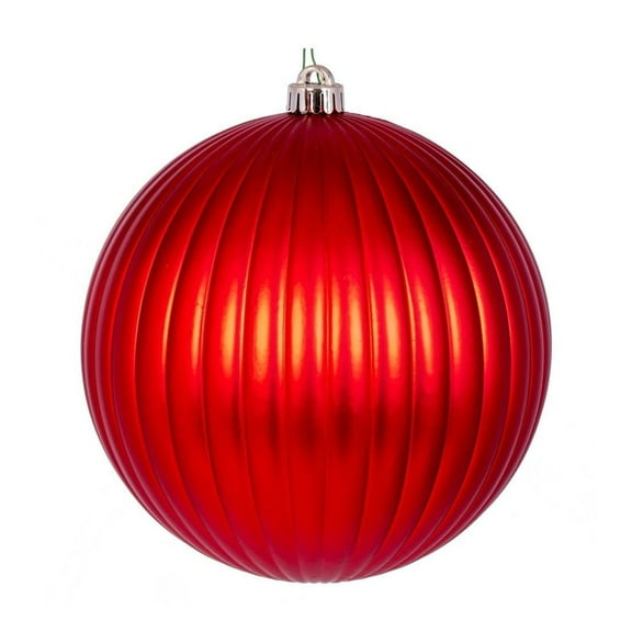 Vickerman 8" Red Matte Lined Ball Ornament, 1 per Bag, Polystyrene