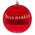 thumbnail image 1 of Vickerman 8" Red Shiny Lined Ball Ornament, Polystyrene, 1 of 1