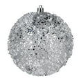thumbnail image 1 of Vickerman 8" Silver Glitter Hail Ball Ornament, 1 of 2