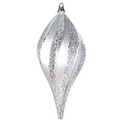Vickerman 8'' Silver Glitter Swirl Drop Christmas Ornament